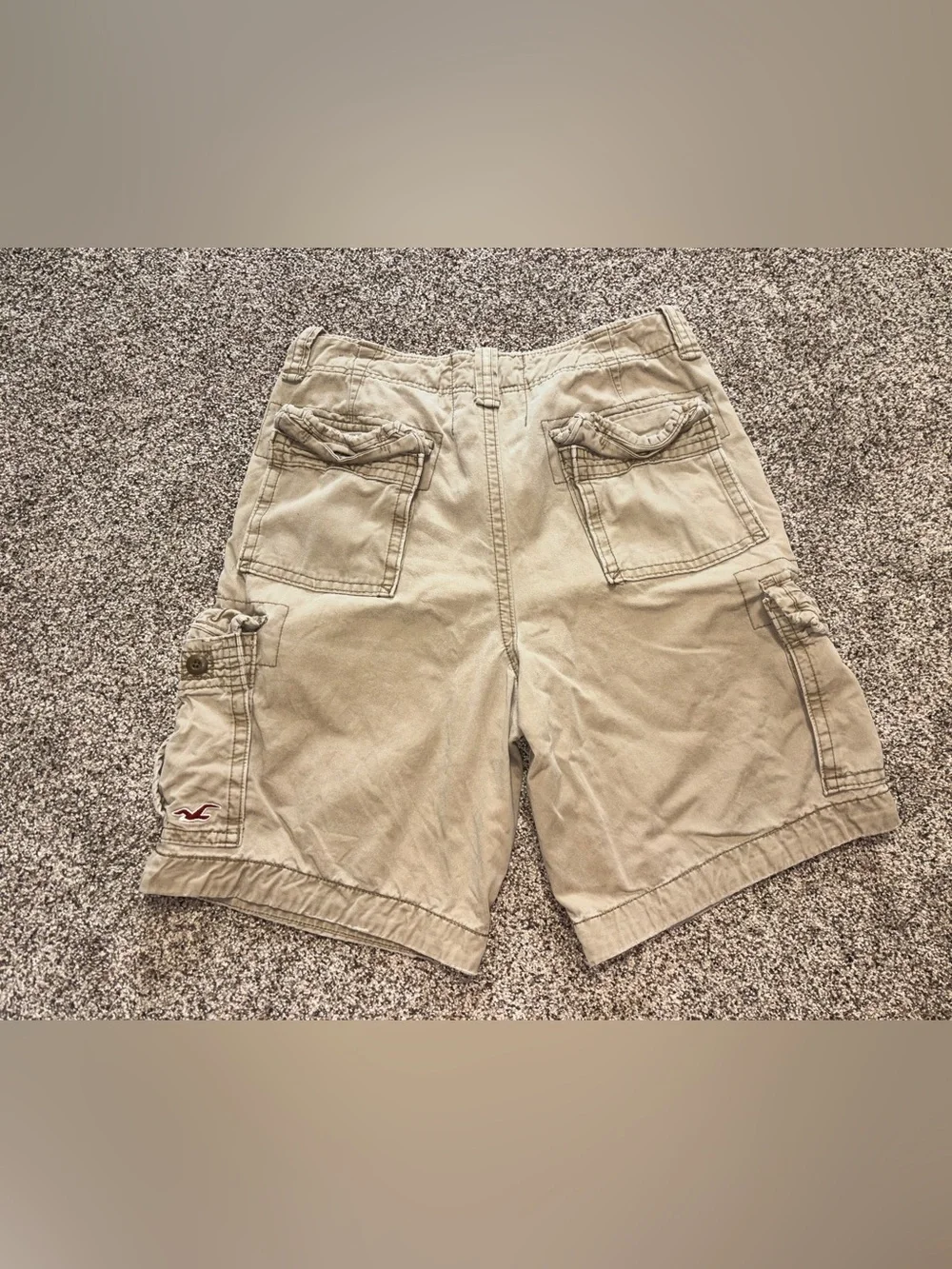 Hollister Cargo Shorts Men's Size 34 Beige Heavy Y2K Pockets Utility Skater Surf